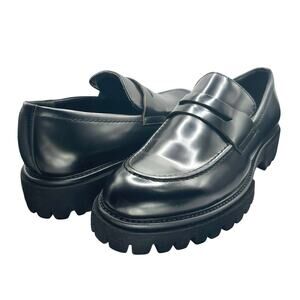 Steve Madden | Men | Ronen Solid Black Leather Classic Chunky Loafers | Sz 7.5 M